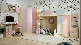 Детская комната Грэйси (Розовый/Серый/корпус Клен) в Дивногорске - divnogorsk.katalogmebeli.com | фото