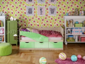 Кровать Бабочки 1,6м (Салатовый металлик) в Дивногорске - divnogorsk.katalogmebeli.com | фото 1