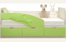 Кровать детская 1,6м Дельфин (Салатовый металлик) в Дивногорске - divnogorsk.katalogmebeli.com | фото