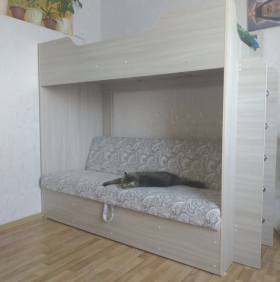 Кровать двухъярусная с диваном (Беленый дуб) в Дивногорске - divnogorsk.katalogmebeli.com | фото 1