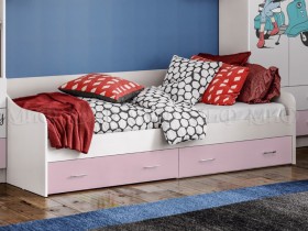 Кровать Fashion-1 Вега 0,9 м (Белый/Розовый) в Дивногорске - divnogorsk.katalogmebeli.com | фото 1