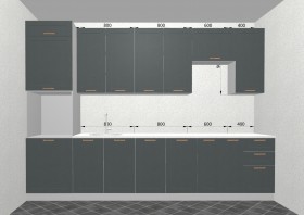 Кухня Квадро 3,2 м (высокие модули/Железо/Серый) в Дивногорске - divnogorsk.katalogmebeli.com | фото 3