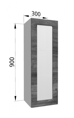 Лофт ВПС 300 шкаф верхний со стеклом высокий (Дуб бурый/корпус Серый) в Дивногорске - divnogorsk.katalogmebeli.com | фото